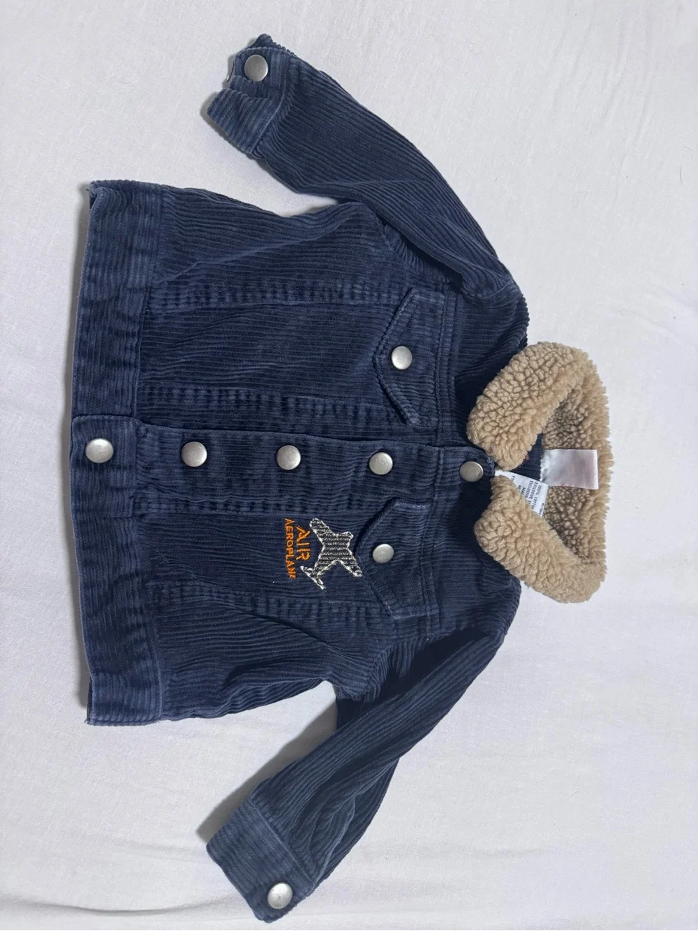Vintage Y2K Baby Q Navy Blue Corduroy Sherpa Infant Jacket Coat 6-9M Coat VNT